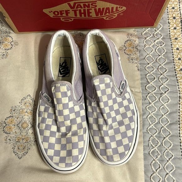 Vans kids slip on lavender purple and white check - Picture 2 of 6